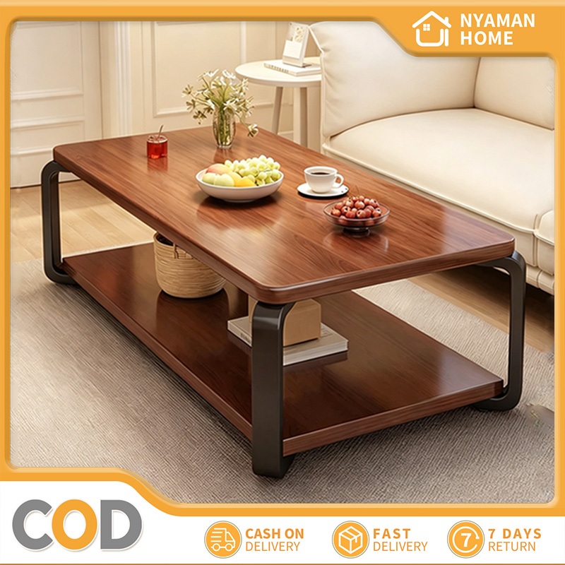 COD Meja Ruang Tamu Kayu 2 Tingkat Minimalis Modern Coffee Table Meja Kopi Serbaguna Ganda Lapisan Meja Ruang Tamu Meja Kamar Meja Teras Meja Sudut Multifungsi