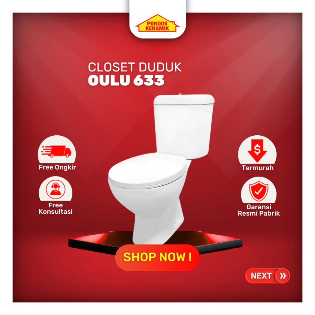 Oulu Kloset Duduk C633 | Kloset Dual Flush Hemat Air Warna Putih