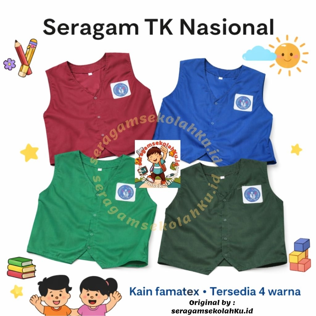 Jual Rompi TK Hijau Benhur Merah Army Seragam Sekolah PAUD TK Nasional ...