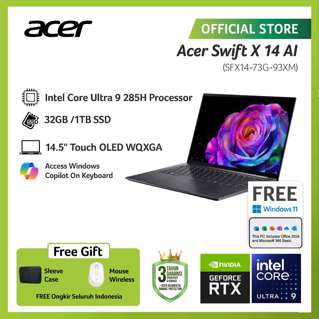 Jual (FREE WIRELESS MOUSE) ACER LAPTOP TOUCH SWIFT X 14 OLED SFX14-73G ...