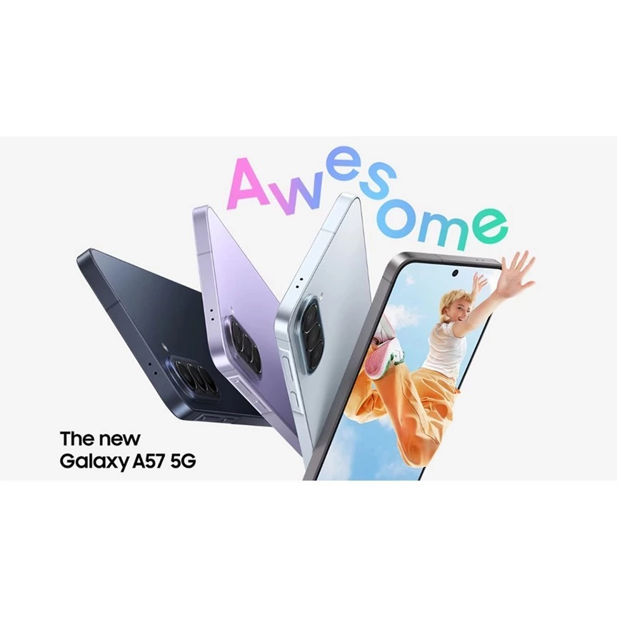 Side view Samsung Galaxy A57 5G yang menunjukkan ketipisan bodi 6,9 mm dan frame aluminium premium