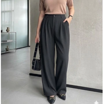 VIONA Loose Pants Trousers Wanita Jumbo Celana Kulot Wanita Highwaist Bahan Semiwoll Elegan