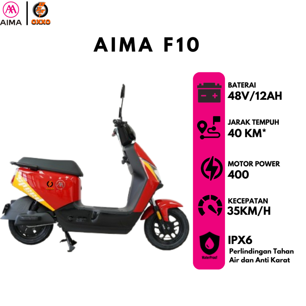 (OFFICIAL) AIMA F10 SEPEDA LISTRIK WATERPROOF TERBAIK GARANSI RESMI