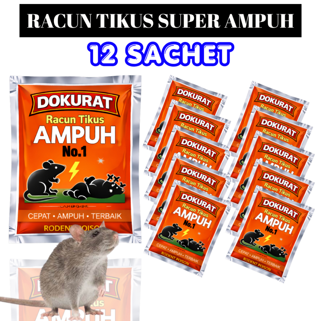 Jual 12 PCS RACUN TIKUS MATI KERING TIDAK BAU DOKURAT RACUN TIKUS ...