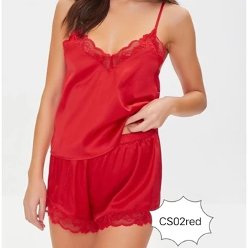 Sexy Elegant Baju Tidur Setelan Celana Pendek Korea Baju Tidur Silk Satin Sleepwear
