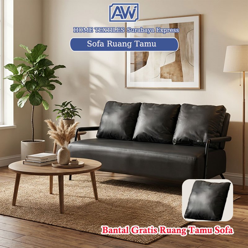 [Surabaya Express] Sofa Ruang Tamu Sofa 1/2/3 Seater Sofa Lembut Anti Air Mudah Dibersihkan Bantal Gratis  Ruang Tamu Sofa