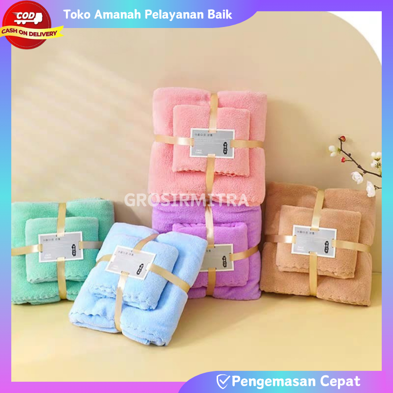 Jual SET HANDUK Handuk Mandi dan Handuk Wajah Microfiber Lembut Tidak ...