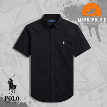 Kemeja Polos Pria Lengan Pendek P.O.L.O'S. Premium Quality. Logo Bordir Casual Model Slimfit