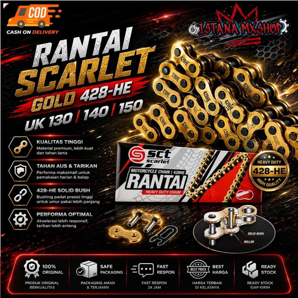 Jual Rantai Gold Chain Scarlet 428 HE - UK 130L 140L 150L | Shopee ...
