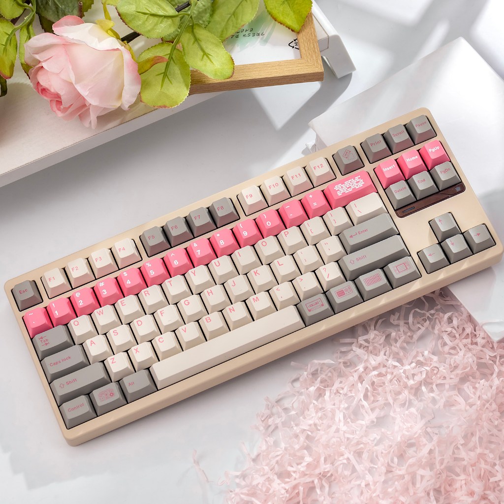Jual Minimalis Retro merah krem Keycaps PBT cherry profile untuk MX ...
