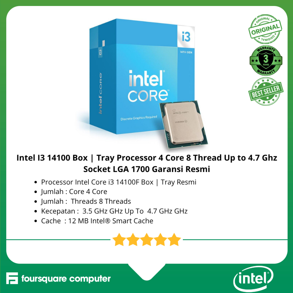 Jual Intel I3 14100 Box | Tray Processor 4 Core 8 Thread Up to 4.7