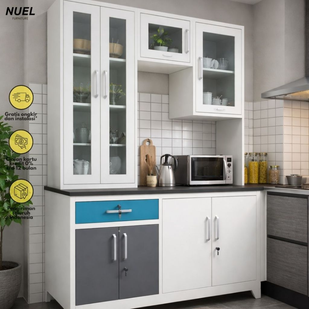 NUEL Kitchen Set / Rak Dapur / Kabinet Lemari Multifungsi Plat Besi 345GW