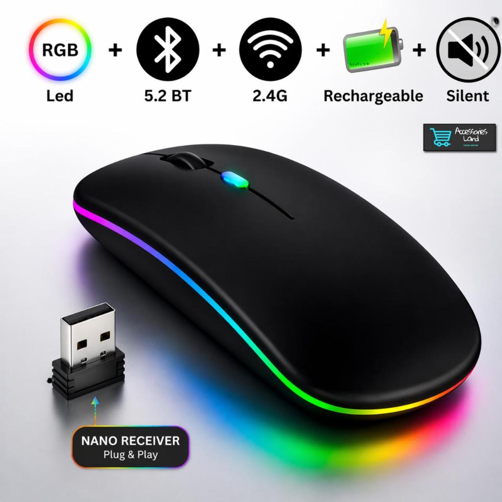 AURAFLOW Wireless Bluetooth Bisa Dicas Rechargeable Slim Macaron Unitech Silent Click 1600DPI untuk Laptop Tablet PC Computer