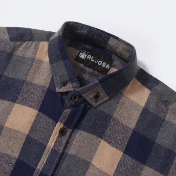 ALJOSA Kemeja Flanel Pria Lengan Panjang Hem Flannel Baju Cowok Motif Kotak Premium