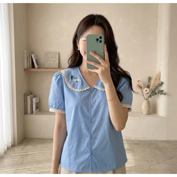 Cotton Bells Resti Top Atasan Kerja Casual Wanita Premium Baju Blouse Lengan Pendek Korea