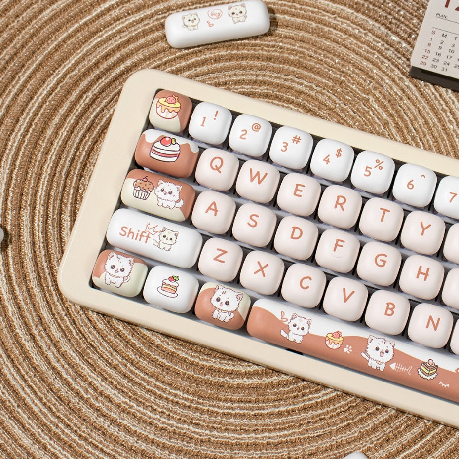 Jual Kucing cokelat Keycap MOG profile Lucu Bulat PBT dye-sub Roti ...