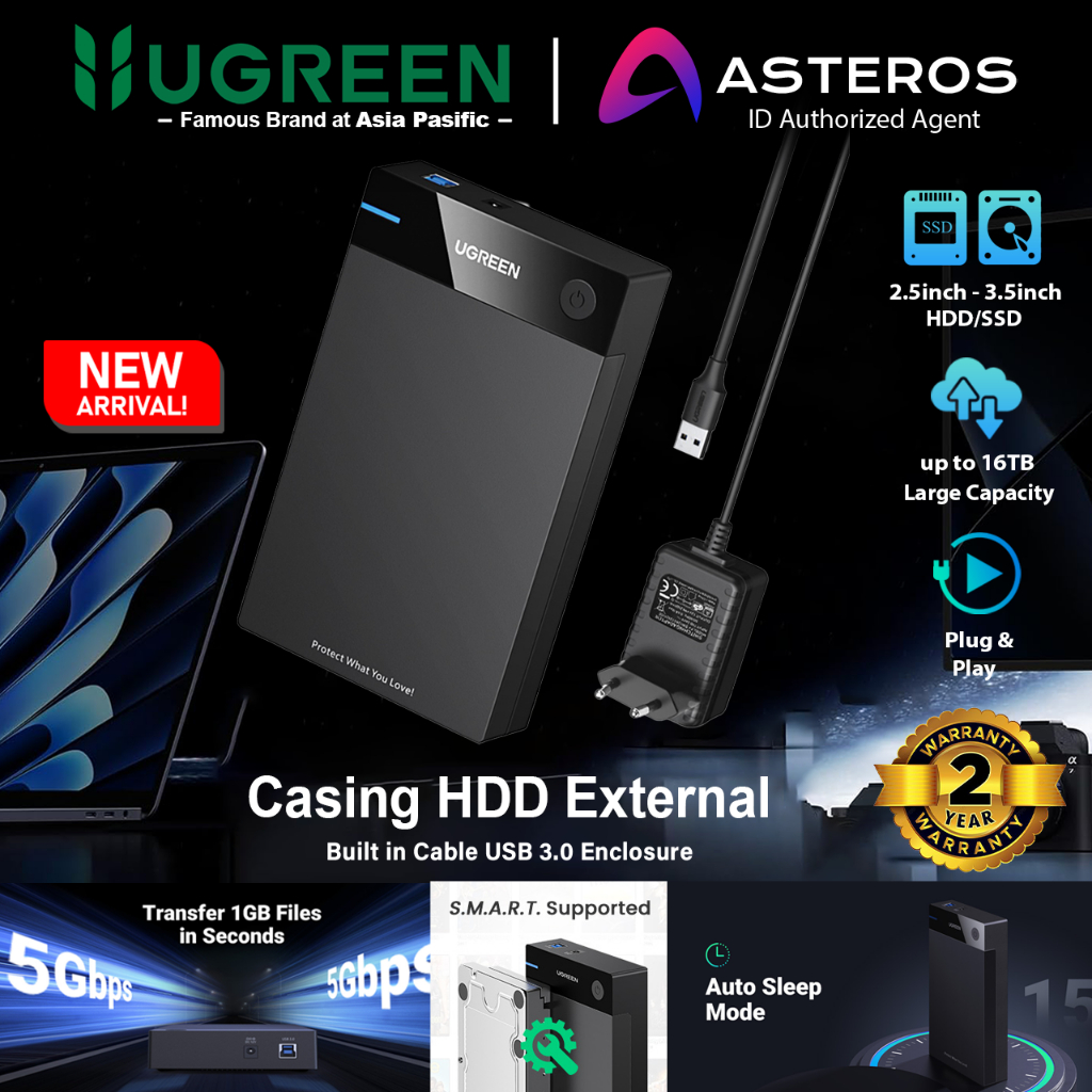 Jual UGREEN Casing Enclosure Hardisk External 2.5 3.5 inch SATA USB 3.0 ...
