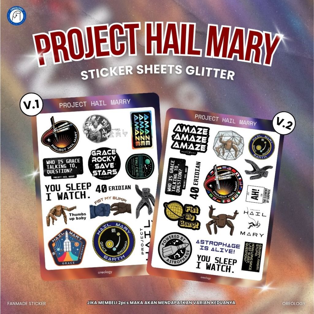 Jual Project Hail Mary Sticker Pack & Sticker Sheets Special Laminate ...