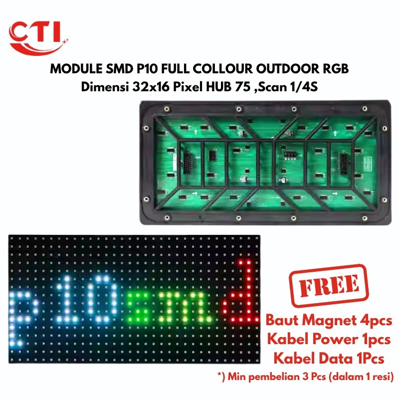 Jual Panel Module P10 Led Videotron Running text Full Outdoor SMD RGB ...