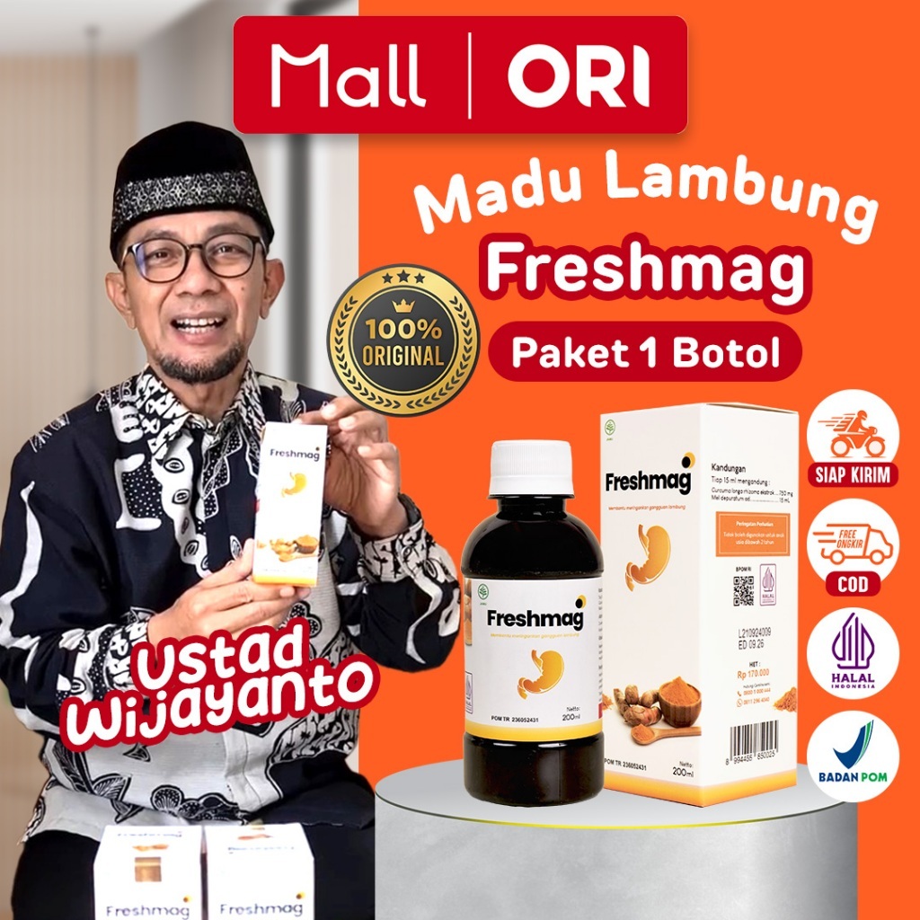FRESHMAG Madu Lambung Original Efektif Atasi Masalah Asam Lambung Maag GERD Iritasi Lambung Tukak Lambung Magh Freshmaag 1 Botol Penambah Nafsu Makan