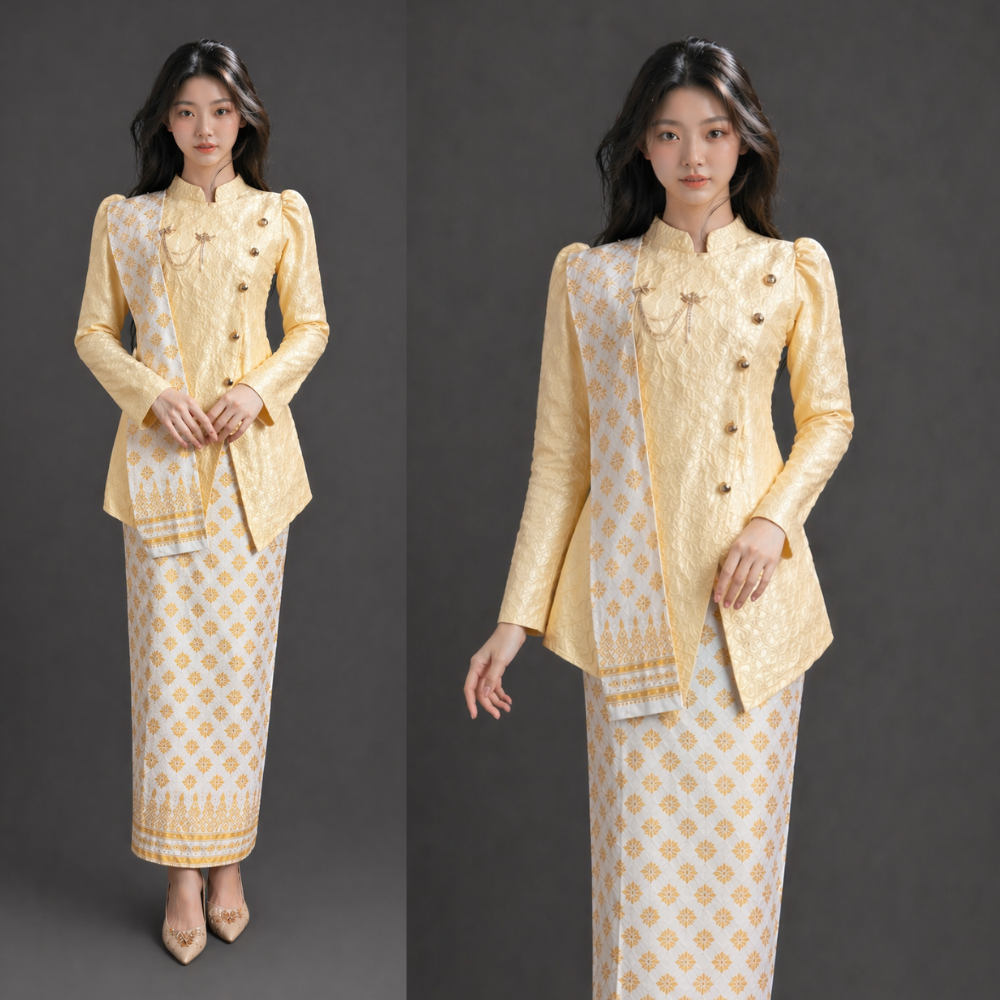 Jual (FREE BROS) SET KEBAYA JANGGAN BUTTER YELLOW TREND KEBAYA WISUDA ...