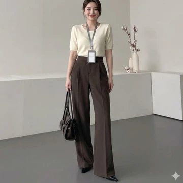 ETTA PANTS Semi Flared Celana Highwaist Wanita Kulot Loose Pants Panjang Formal Bahan Kerja