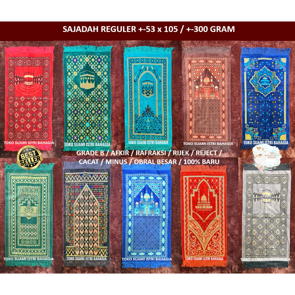 Sajadah Istanbul Grade B 53 x 105 Cm Medium Midi Tebal Turki Halus Hitam Kiswah Cream Raudah Armand