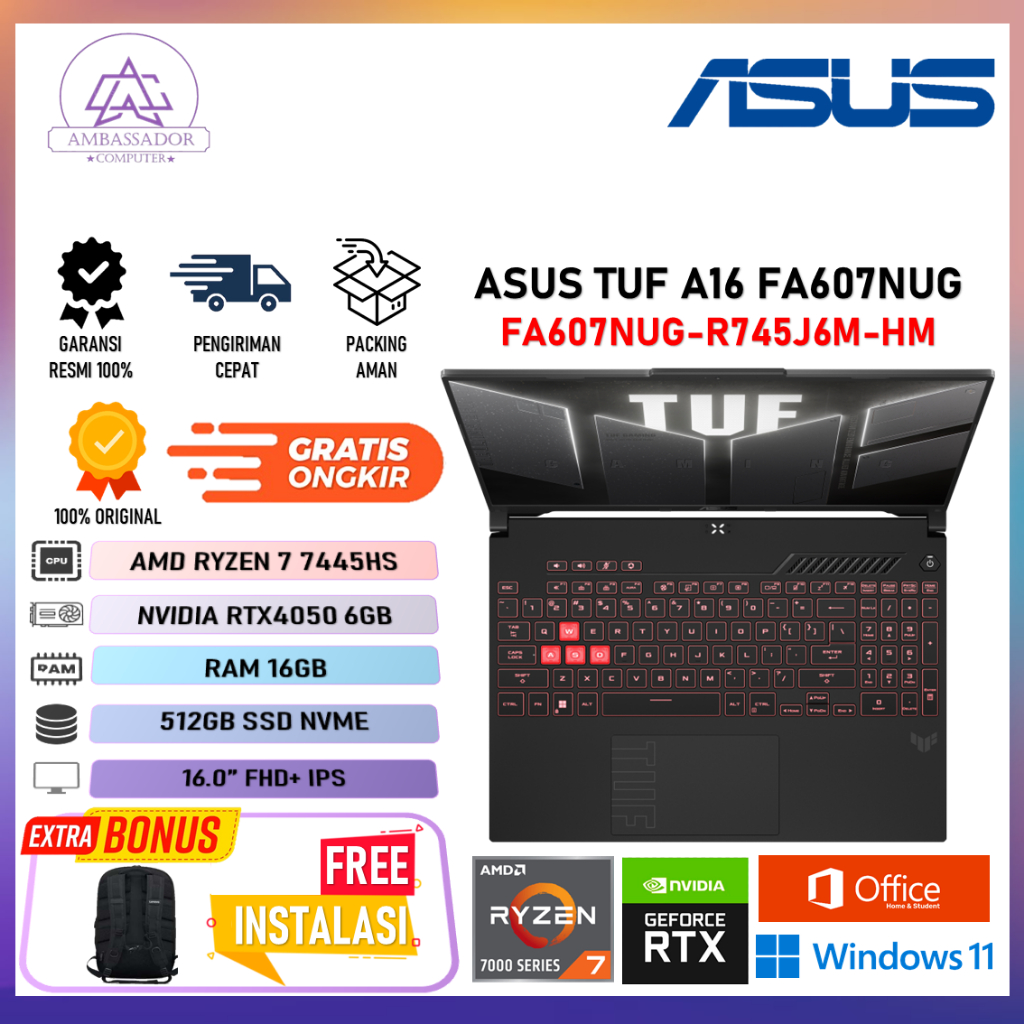 Jual ASUS TUF A16 FA607NUG RYZEN 7 7445HS RTX4050 6GB RAM 16GB SSD ...