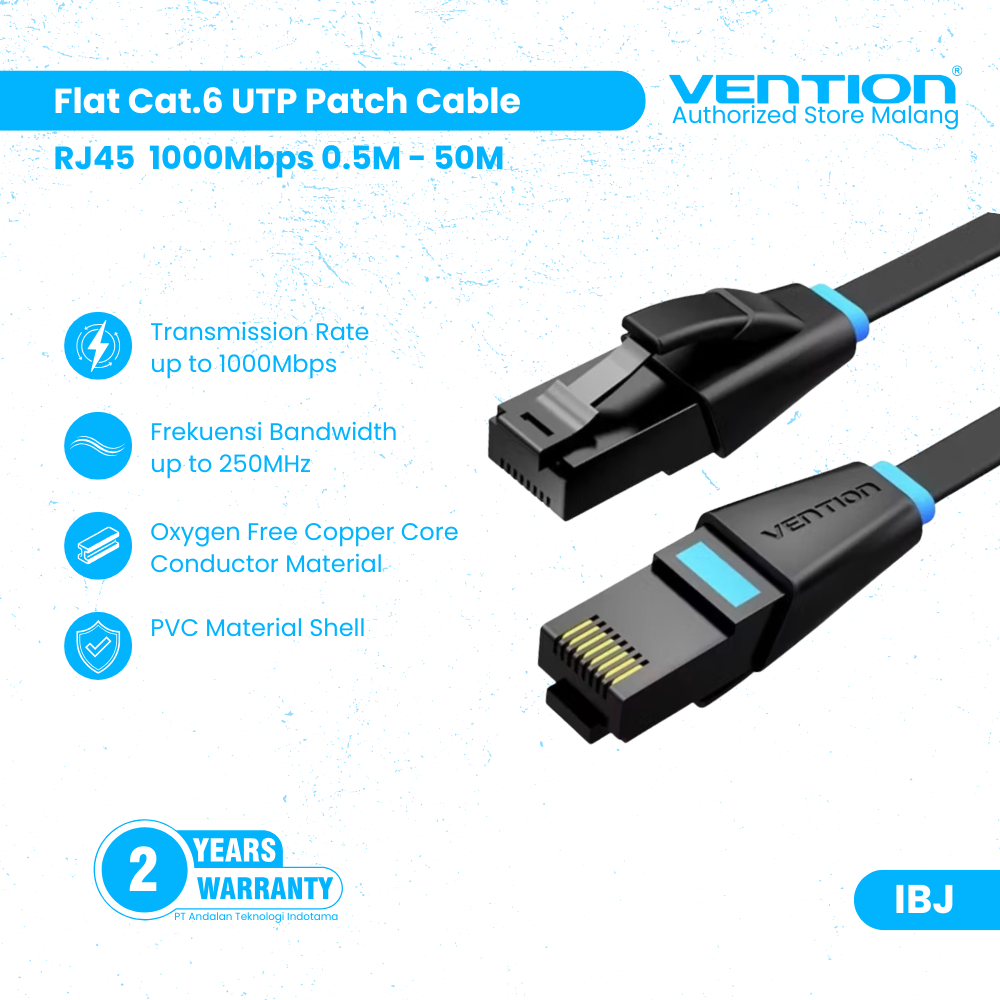Jual VENTION IBJ Kabel Flat LAN RJ45 Cat6 UTP Rj45 Cable Ethernet High ...
