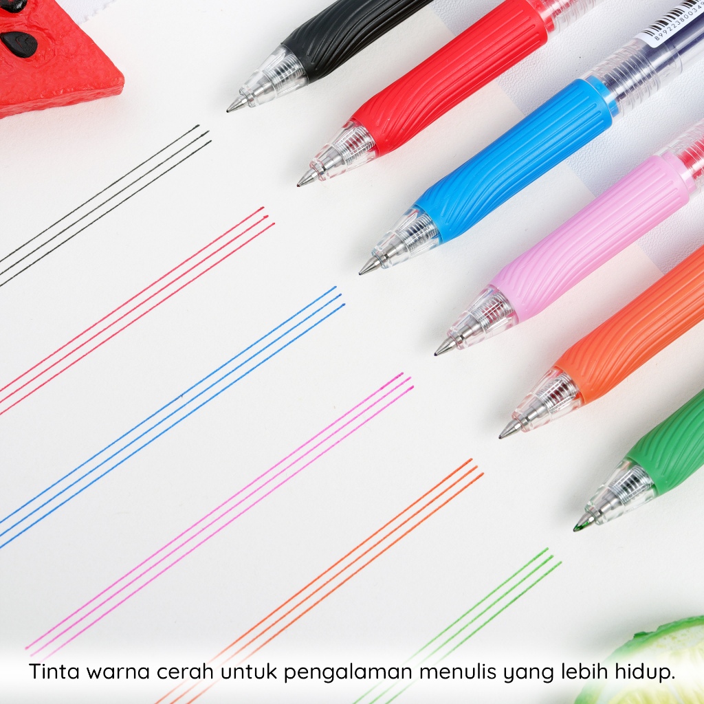 Bantex Colorful Gel Pen 0.5 mm / Pulpen Pena Satu Set 6 Warna BG1114 (3)