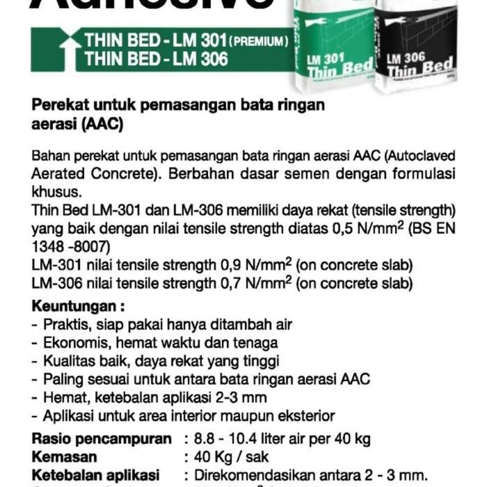Jual Semen Mortar Broco/Perekat Bata Ringan Hebel Thinbed LM306 40kg ...