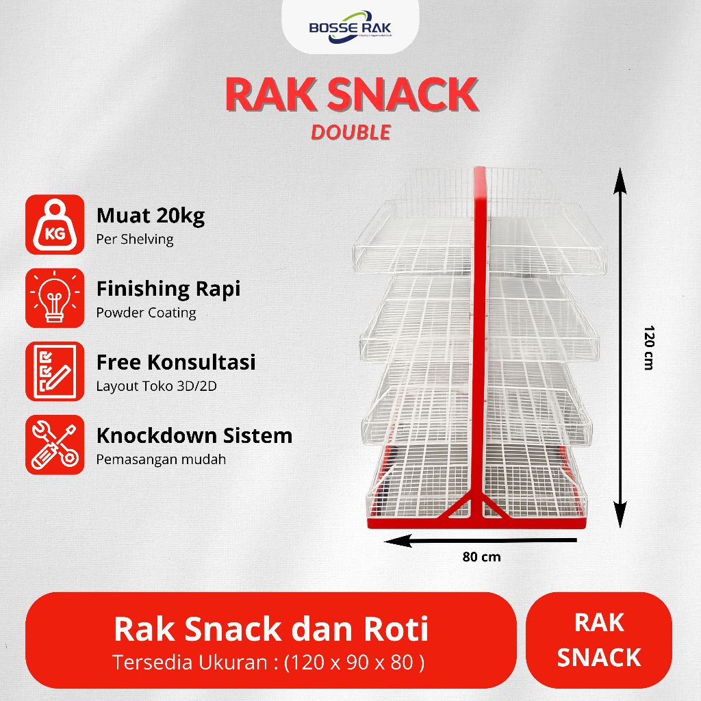 Jual Rak Snack Roti Jajan / Rak Snack Single / Rak Snack Double ...