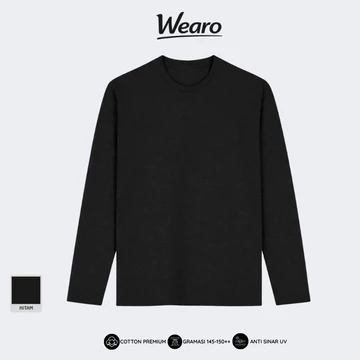 Kaos Polos Panjang Cotton Combed Premium Kaos Lengan Panjang Pria Wanita Round Neck Reguler Fit