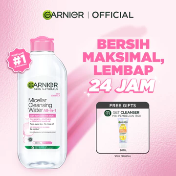 GARNIER Micellar Water Pink Skin Care 400ml Skincare Cleansing Pembersih Wajah Make Up