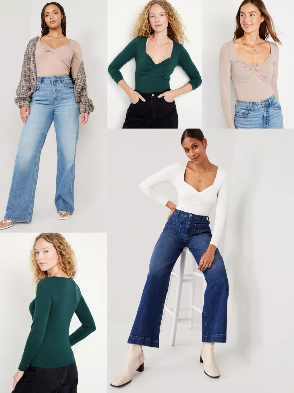 Atasan Lengan Panjang Wanita OLN Fitted Twist-Front Top - 2326
