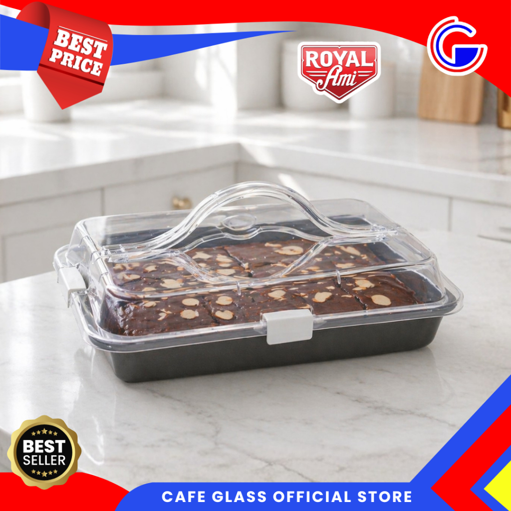 Loyang Cake Tutup Royal Ami Non Stick | Baking Pan Kue Persegi Panjang + Cover | Covered Oblong Cake Pan