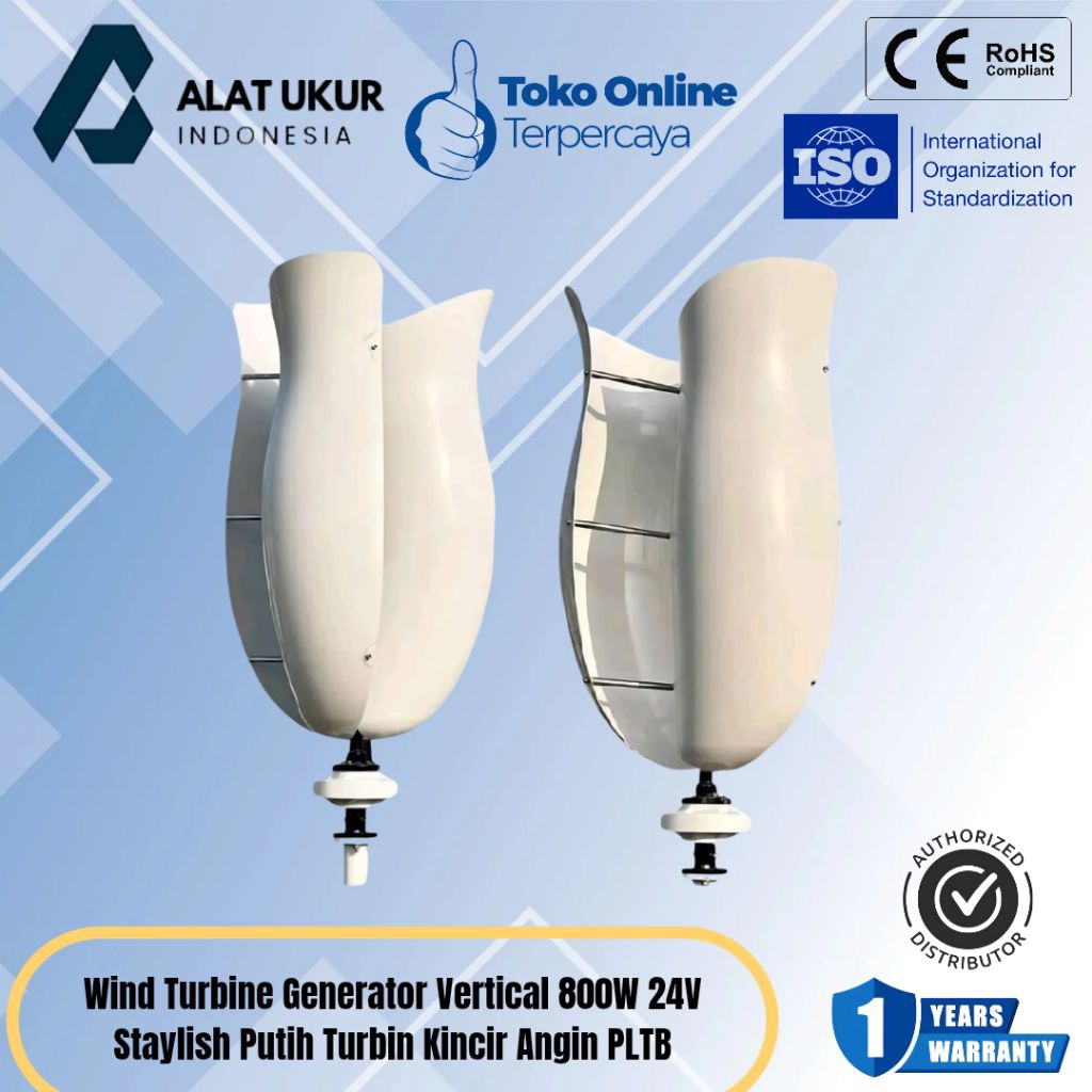 Jual Wind Turbine Generator Vertical 800W 24V Staylish Putih Turbin ...