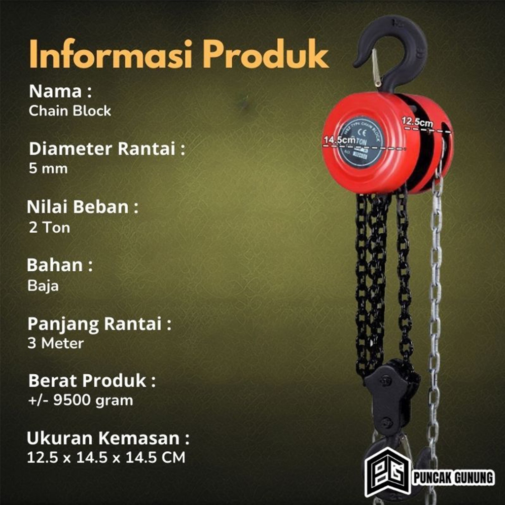 Jual Katrol Chain Block Manual 2 Ton Rantai Baja Tahan Karat Alat ...