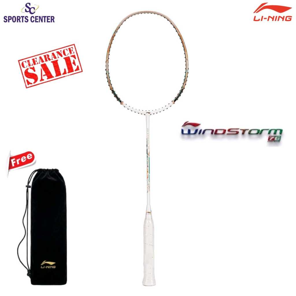 Jual Clear Sale Raket Badminton Lining Windstorm 76 AYPT133 White Gold ...
