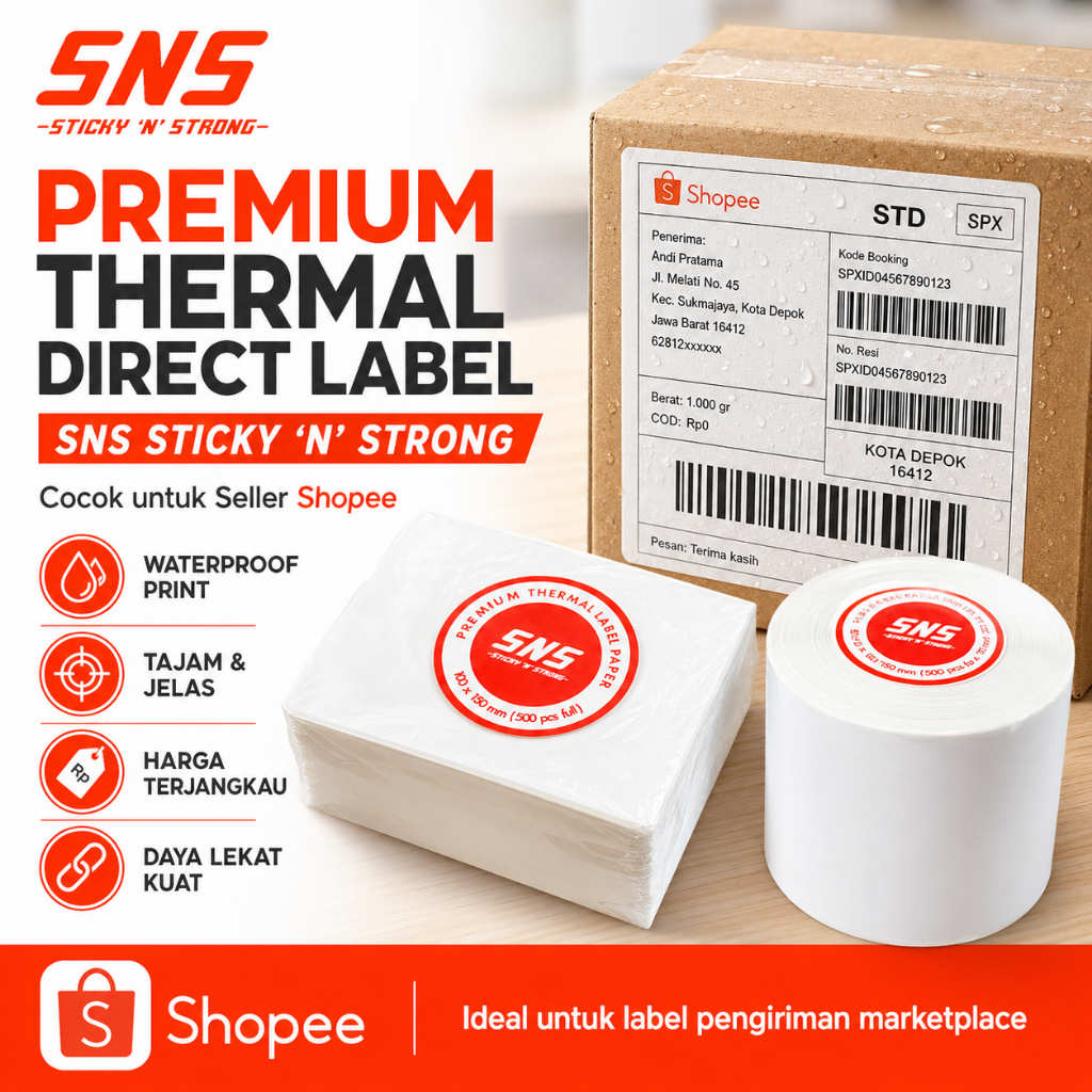 Jual Label Sticker Thermal 10 Cm x 15 Cm 500 Pcs FULL | Shopee Indonesia