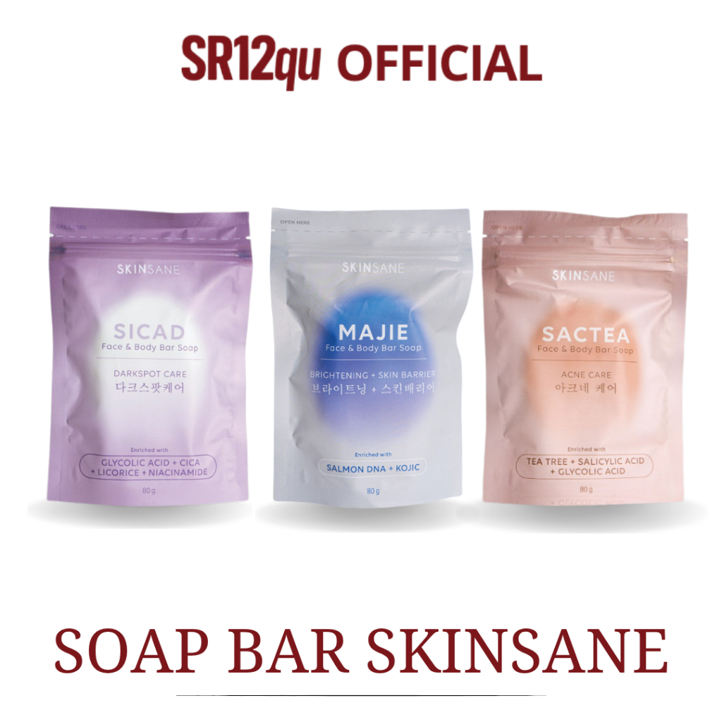 SKINSANE SABUN WAJAH DAN BADAN / MENCERAHKAN ATASI JERAWAT FLEK HITAM / MENJAGA SKIN BARRIER KULIT 80GR