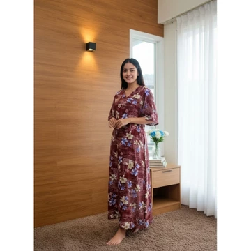 DELOFI Homewear Daster Amanda Panjang Maxi Dress Premium Rayon Viscose