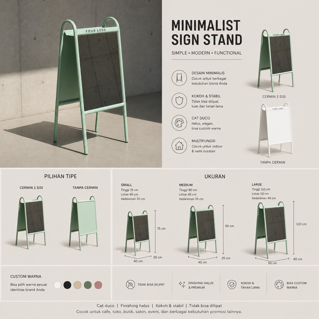 Jual Standing Sign A Frame Besi Custom | Signboard Cafe Toko | Plat ...