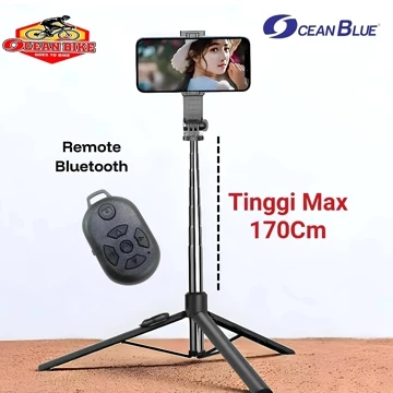 OCEANBLUE Tongsis Tripod Remote OB168 170CM Selfie Stick Konten Kreator Holder Hp Handphone
