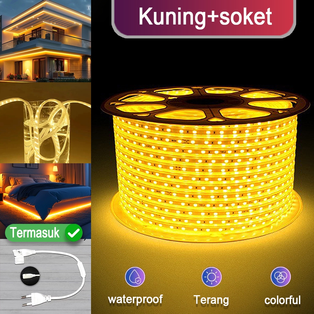 Lampu LED Strip Selang Warm White 220V 5m-30m foto 2