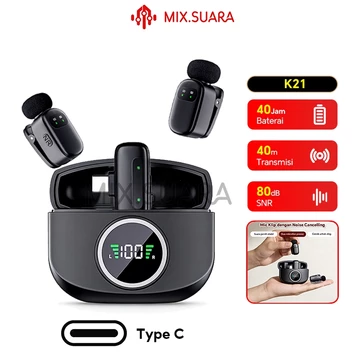 MIX.SUARA K31 Pro A37 Mic Clip On Wireless Microphone Jepit Di Baju Type C IOS 3in1 Plug Play