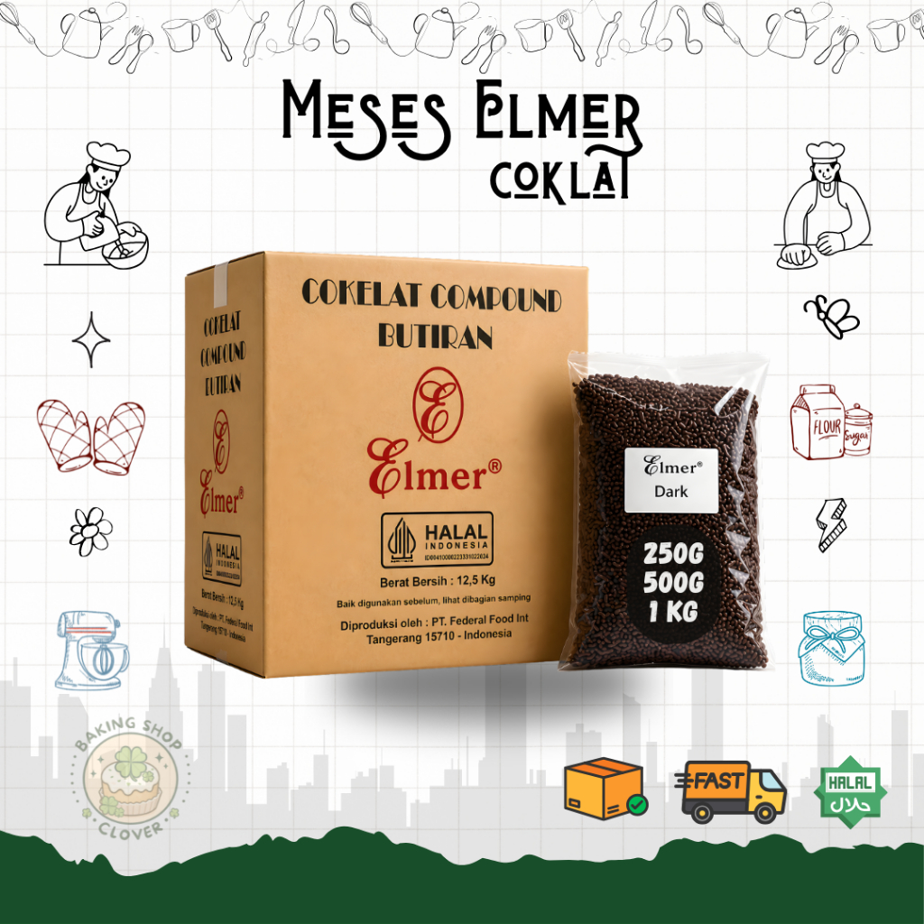 Jual Meses Elmer Coklat / Mesis Coklat 1 Kg Premium – Topping Roti ...