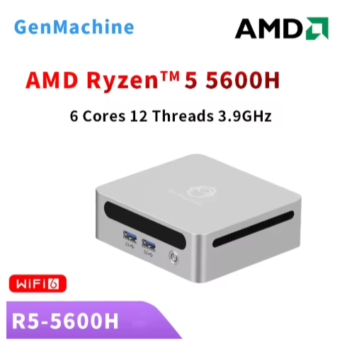 MiniPC GenMachine AMD Ryzen 5 5600H Gaming SSD WiFi6 HDMI Windows 11 Pro