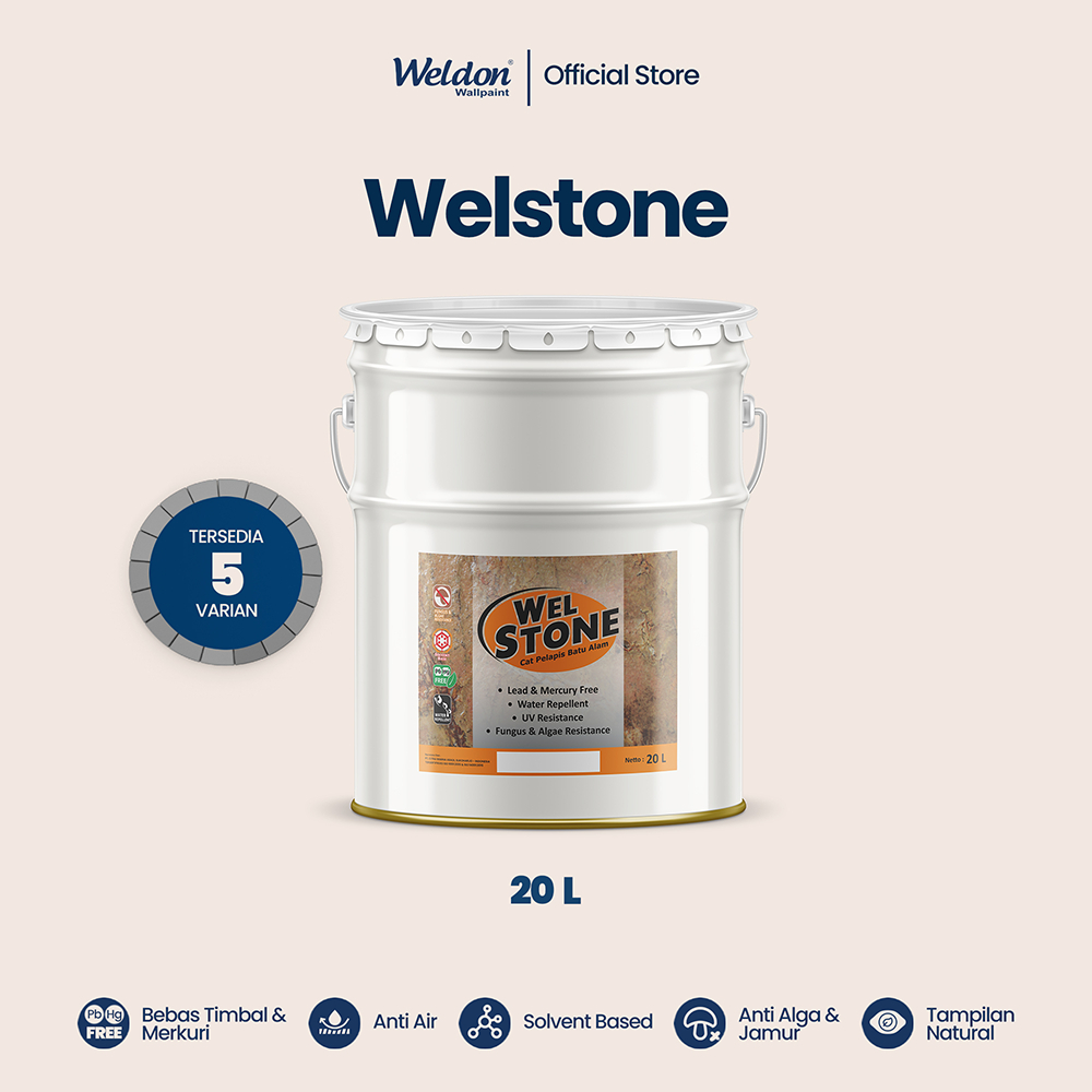 Jual Weldon - Welstone Cat Pelapis Batu Alam (20 L) | Shopee Indonesia