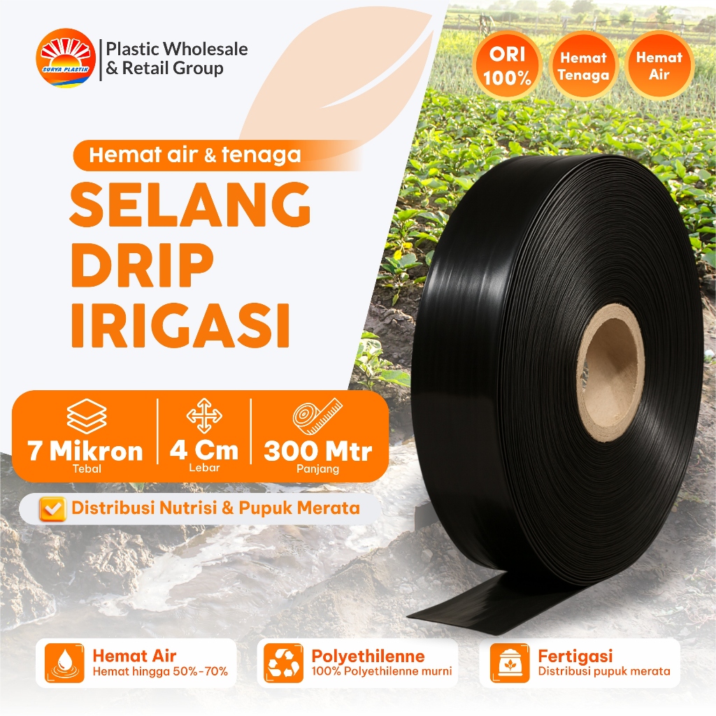 Selang Drip 7 micron 4 cm 300 meter - Pipa 3/4 inch